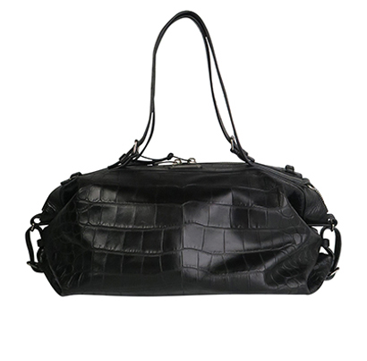 YSL Croc Embossed Bowling Tote, front view